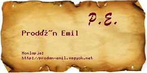 Prodán Emil névjegykártya